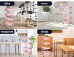 Levede 4 Tiers Kitchen Trolley Cart Steel Storage Rack Shelf Organiser Pink