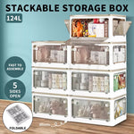 Storage Box Plastic Stackable Container Clothes Wardrobe Organiser 5 Side Open