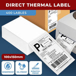 Thermal Direct Shipping Label 100x150mm 400/4800 Lables Fan-Fold Box Stickers