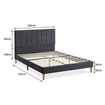 Levede Queen Bed Frame Mattress Base Platform Wooden Velvet Headboard Grey