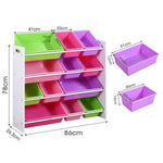 Levede 12Bins Kids Toy Box Bookshelf Organiser Display Shelf Storage Rack Drawer