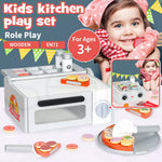 Kids Kitchen Play Set Wooden Toys Children Cooking BBQ Pizza Food Home Cookware