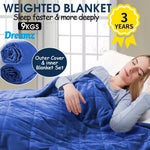 Dreamz Weighted Blanket Heavy Gravity Adults Sleeping Deep Relax Adult 9KG Blue
