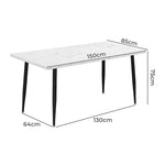Levede 150cm Dining Table 6 Person Seater Marble Texture Steel Leg Home Office