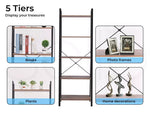 Levede Bookshelf Industrial Ladder Shelf Wooden Storage Display Rack 5 Tier