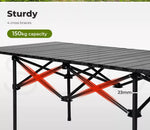 Levede Folding Camping Table Portable Picnic Outdoor BBQ Desk Egg Roll Black