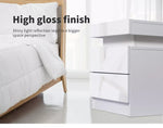 Levede Bedside Tables RGB LED Side Table 2 Drawers High Gloss Nightstand Cabinet