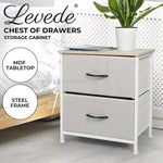 Levede Chest of 2 Drawers Bedside Table Storage Cabinet Tower Dresser Beige