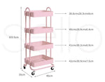 Levede 4 Tiers Kitchen Trolley Cart Steel Storage Rack Shelf Organiser Pink