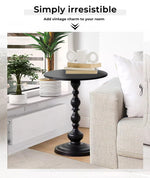 Levede Side Table Vintage End Round Tabletop Steel Base Nightstand Antique Black