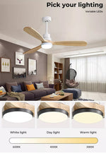 Spector LED Ceiling Fan with Light Remote 52'' DC Motor Walnut Blades 2 Rod