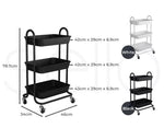Levede 3 Tiers Kitchen Storage Trolley Cart Steel Rack Shelf Organiser Wheels