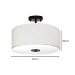 Emitto Ceiling Light Led Modern Pendant Lights Bedroom Lamp Linen Shade Flush