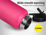 Water Bottle Stainless Steel Vacuum Cup BPA Free Sport Cycling 1.2L Pink
