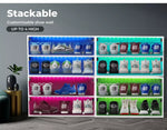 Stacked Shoes Storage Cabinet LED Sneaker Display Case Stackable Rack Lighted