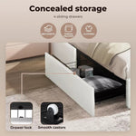 Levede Queen Bed Frame Fabric Tufted Wooden Mattress Base 4 Storage Drawer