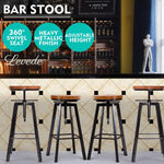 Levede 4x Bar Stools Industrial Kitchen Stool Wooden Barstools Swivel Chairs