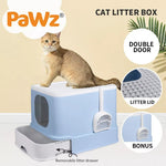 Pawz Cat Litter Box Fully Enclosed Kitty Toilet Trapping Odor Control Basin Blue
