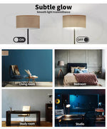Emitto Modern LED Floor Lamp Stand Reading Light Home Decor Indoor Linen Fabric