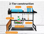 Toque Dish Rack Over Sink Drying Drainer 2 Tier Plate Cup Organizer Steel 65CM