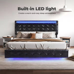 Levede Floating Bed Frame Double Queen with Headboard LED Lights Mattress Base