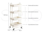 Levede 4 Tiers Kitchen Trolley Cart Steel Storage Rack Shelf Organiser White