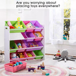 Levede 12Bins Kids Toy Box Bookshelf Organiser Display Shelf Storage Rack Drawer