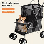 Pawz Pet Stroller 2-Tier Pram Dog Cat Carrier Foldable Large 4 Wheels Shopping