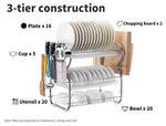 Toque Dish Rack Drying Drainer Cup Holder Cutlery Tray Kitchen Organiser 3 Tier