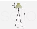 Emitto Modern Tripod Floor Lamp Linen Fabric Lampshade Home Decor Reading Beige