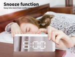 Alarm Clock Digital Led Mirror Desk Table Temperature Time Snooze USB Battery