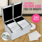 240 Discs Aluminium CD DVD Cases Bluray Lock Storage Box Organizer Free Inserts