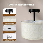 Emitto Pendant Ceiling Light Led Modern Lamp Bedroom Living Room Linen Washable