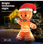 Santaco Christmas Inflatable Gingerbread Man 2.4M Xmas Decor LED Lights Outdoor