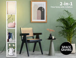 Emitto Floor Lamp Storage Shelf LED Wood Standing Reading Corner Light White