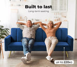 Levede Sofa Bed Convertible Velvet Lounge Recliner Couch Sleeper 3 Seater Blue