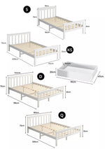Levede Wooden Bed Frame Queen Double Single Mattress Base Solid Pine White
