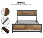 Levede Queen Bed Frame Metal Mattress Base Platform Wooden Industrial Rustic