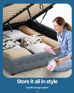 Levede Queen Bed Frame Fabric Tufted Mattress Platform Gas Lift Storage Grey
