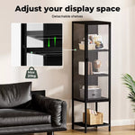 Stacked Tempered Glass Display Cabinet Door Clear Showcase Bookcase Steel Frame