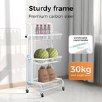 Levede Kitchen Trolley Cart 3 Tiers 180° Swivel Storage Shelf Organiser White