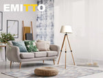 Emitto Tripod Floor Lamp Reading Light Adjustable Wooden Stand White Shade