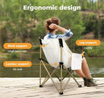 Levede Folding Camping Moon Chair Lightweight Outdoor Chairs Portable Seat Beige