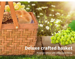 Picnic Basket Deluxe Willow Baskets Outdoor Gift Storage Person Carry Foldable