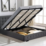 Levede Fabric Bed Frame Gas Lift Storage Wooden Matress Base Double Queen King