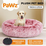 Pawz Pet Dog Calming Bed Cat Warm Soft Plush Round Washable Removable Cover Pink