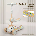 BoPeep Kids Scooter Foldable Flip-able Seat Adjustable Height LED Light Music