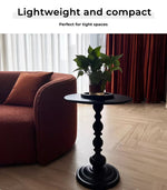 Levede Side Table Vintage End Round Tabletop Steel Base Nightstand Antique Black