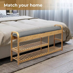 Levede Bamboo Shoe Rack Bench Entryway Seat Storage Cabinet Organizer 100cm