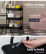 Levede 3 Tiers Kitchen Storage Trolley Cart Steel Rack Shelf Organiser Wheels